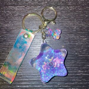 Purple star liquid keychain
